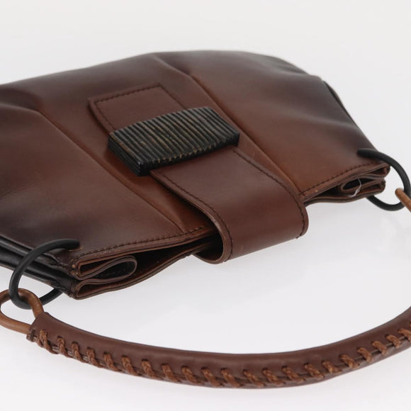 GUCCI Shoulder Bag Leather Brown 105374 Auth 156795