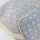 BVLGARI Logo Mania Shoulder Bag Canvas Light Blue Silver Auth 156799-11