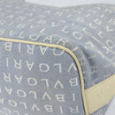 BVLGARI Logo Mania Shoulder Bag Canvas Light Blue Silver Auth 156799-12
