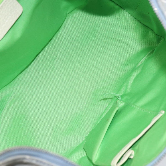 BVLGARI Logo Mania Shoulder Bag Canvas Light Blue Silver Auth 156799