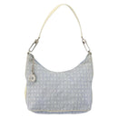 BVLGARI Logo Mania Shoulder Bag Canvas Light Blue Silver Auth 156799-2