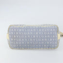 BVLGARI Logo Mania Shoulder Bag Canvas Light Blue Silver Auth 156799-9