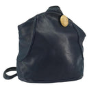 Christian Dior Shoulder Bag Leather Navy Gold Auth 156800-1