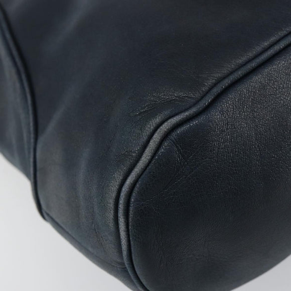 Christian Dior Shoulder Bag Leather Navy Gold Auth 156800