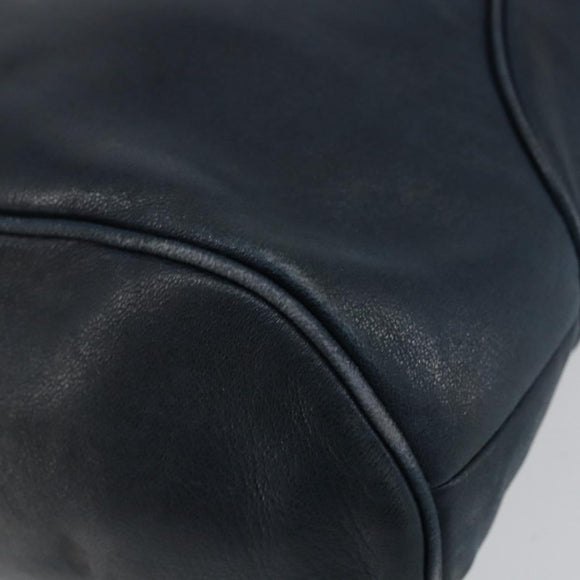 Christian Dior Shoulder Bag Leather Navy Gold Auth 156800