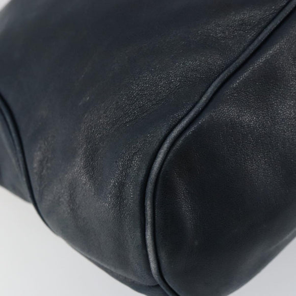 Christian Dior Shoulder Bag Leather Navy Gold Auth 156800