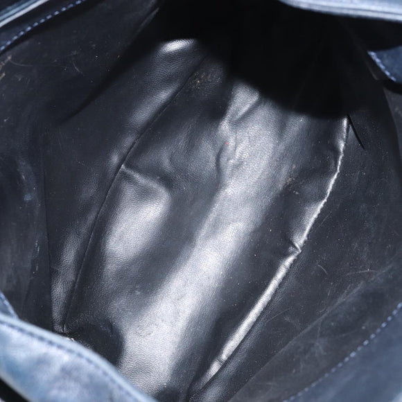 Christian Dior Shoulder Bag Leather Navy Gold Auth 156800