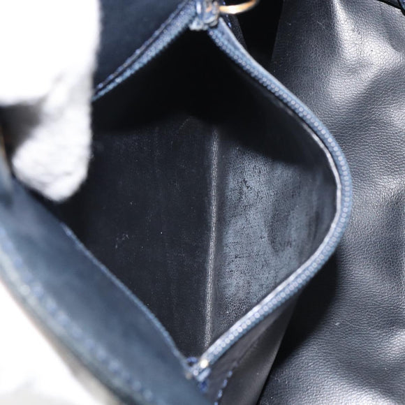 Christian Dior Shoulder Bag Leather Navy Gold Auth 156800