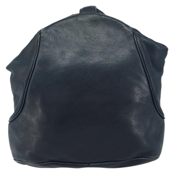 Christian Dior Shoulder Bag Leather Navy Gold Auth 156800