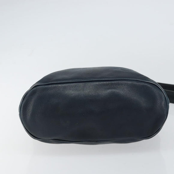 Christian Dior Shoulder Bag Leather Navy Gold Auth 156800