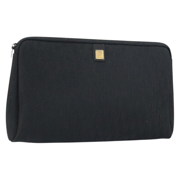 Christian Dior Trotter Canvas Clutch Bag Black Auth 156801