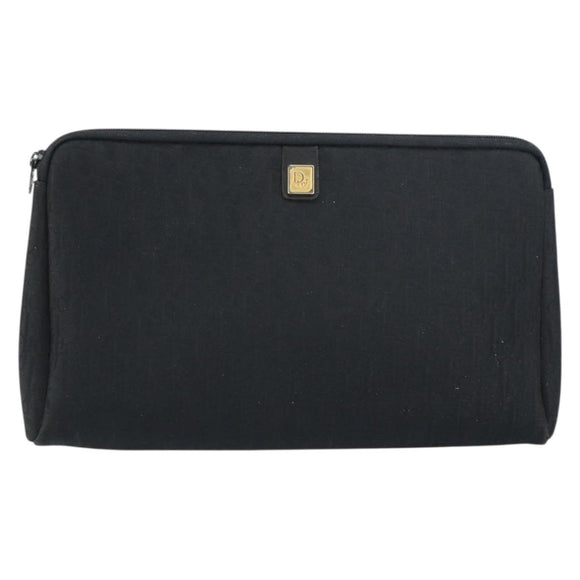 Christian Dior Trotter Canvas Clutch Bag Black Auth 156801