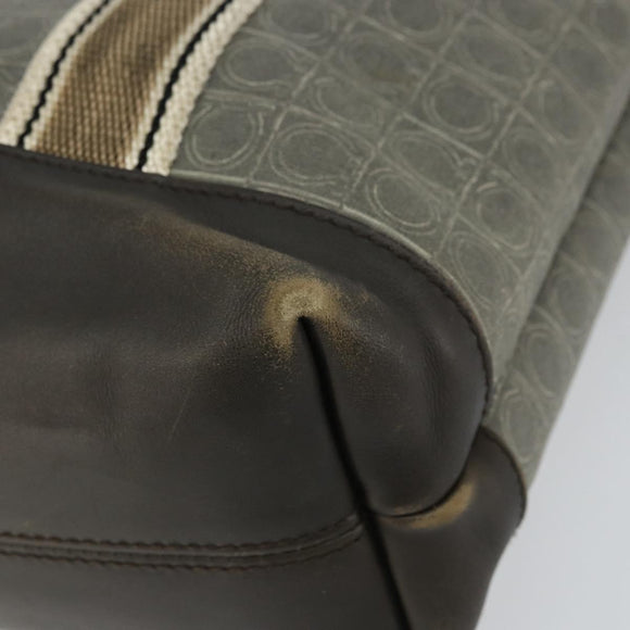 Salvatore Ferragamo Gancini Tote Bag Leather Brown Silver Auth 156802