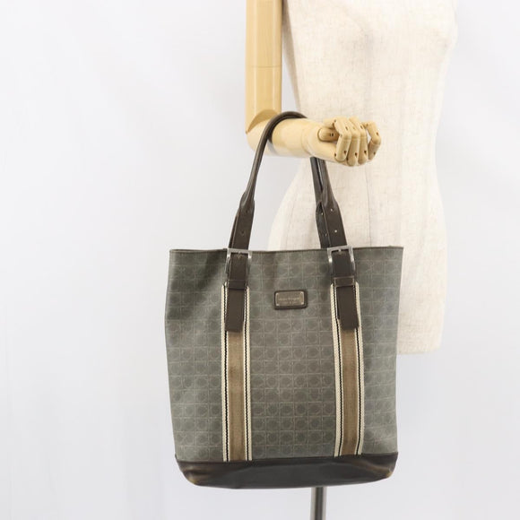 Salvatore Ferragamo Gancini Tote Bag Leather Brown Silver Auth 156802