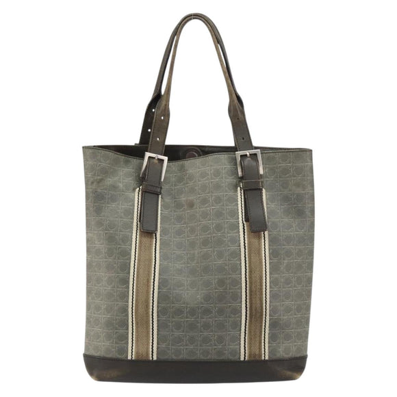 Salvatore Ferragamo Gancini Tote Bag Leather Brown Silver Auth 156802