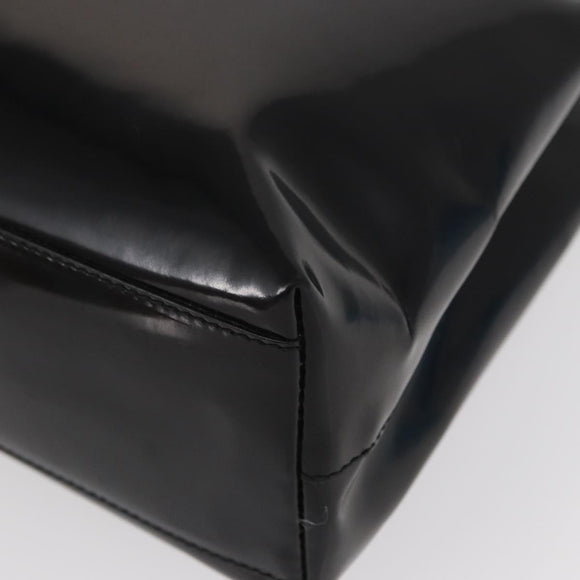 PRADA Hand Bag Enamel Black Auth 156803