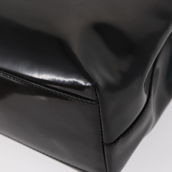 PRADA Hand Bag Enamel Black Auth 156803