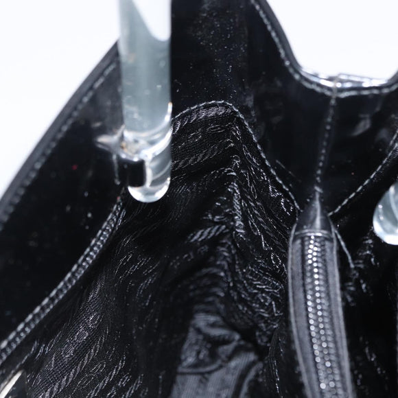 PRADA Hand Bag Enamel Black Auth 156803
