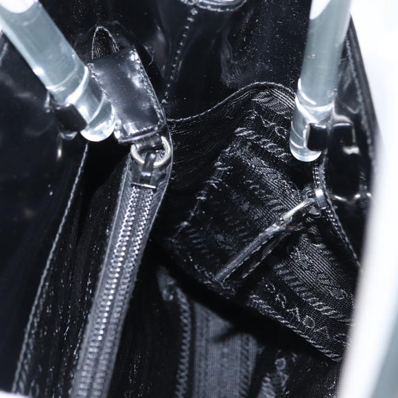 PRADA Hand Bag Enamel Black Auth 156803
