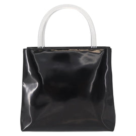 PRADA Hand Bag Enamel Black Auth 156803 - 0