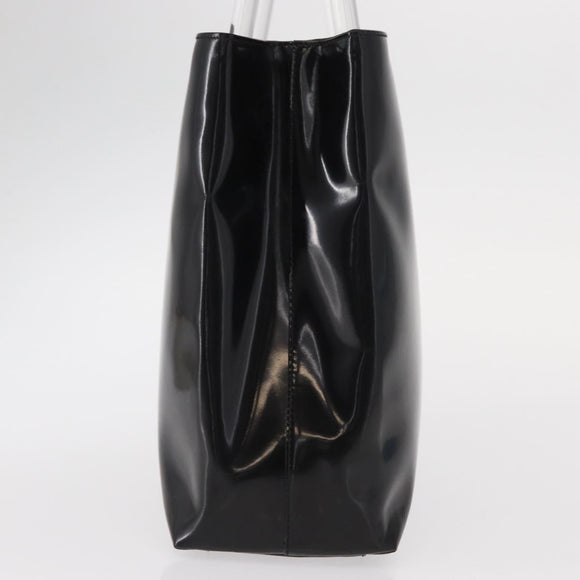 PRADA Hand Bag Enamel Black Auth 156803