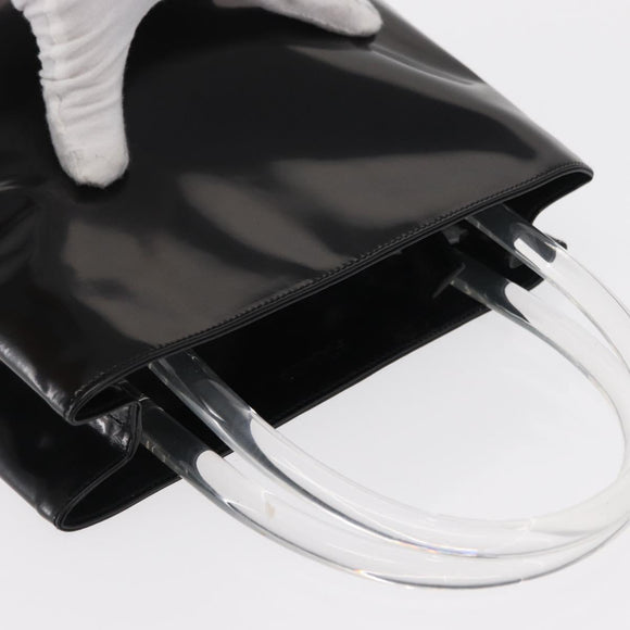 PRADA Hand Bag Enamel Black Auth 156803