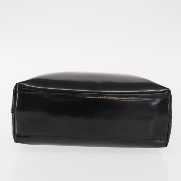 PRADA Hand Bag Enamel Black Auth 156803