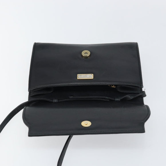 GUCCI Shoulder Bag Leather Black Gold 004 25 0240 Auth 156804