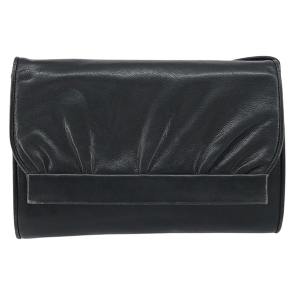 GUCCI Shoulder Bag Leather Black Gold 004 25 0240 Auth 156804