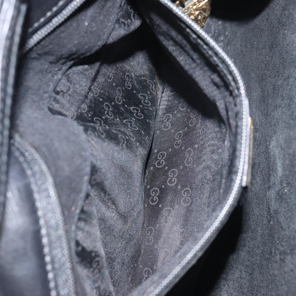 GUCCI Shoulder Bag Leather Black Gold 004 25 0240 Auth 156804