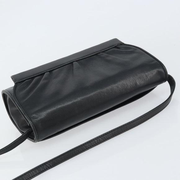 GUCCI Shoulder Bag Leather Black Gold 004 25 0240 Auth 156804