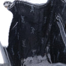 SAINT LAURENT Hand Bag Canvas Leather Black Gold Auth 156805-19