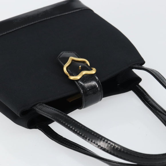 SAINT LAURENT Hand Bag Canvas Leather Black Gold Auth 156805