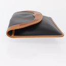 Christian Dior Clutch Bag Leather Black Gold Auth 156807-4