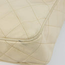 CHANEL Matelasse Shoulder Bag Lamb Skin White Gold CC Auth 156813-10