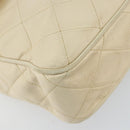 CHANEL Matelasse Shoulder Bag Lamb Skin White Gold CC Auth 156813-11