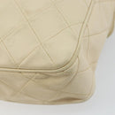 CHANEL Matelasse Shoulder Bag Lamb Skin White Gold CC Auth 156813-12