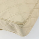 CHANEL Matelasse Shoulder Bag Lamb Skin White Gold CC Auth 156813-13