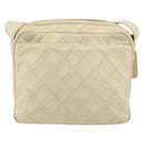 CHANEL Matelasse Shoulder Bag Lamb Skin White Gold CC Auth 156813-3