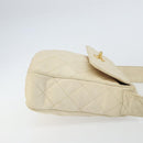 CHANEL Matelasse Shoulder Bag Lamb Skin White Gold CC Auth 156813-4