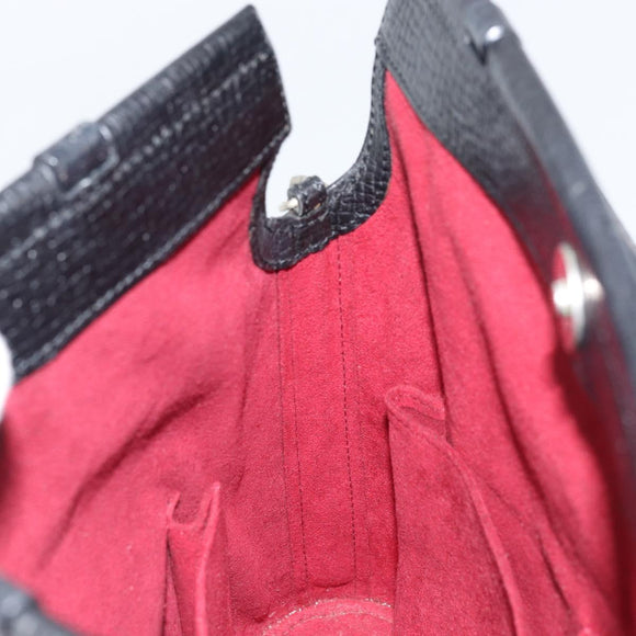 LOEWE Hand Bag Leather 2way Black Silver Auth 156814