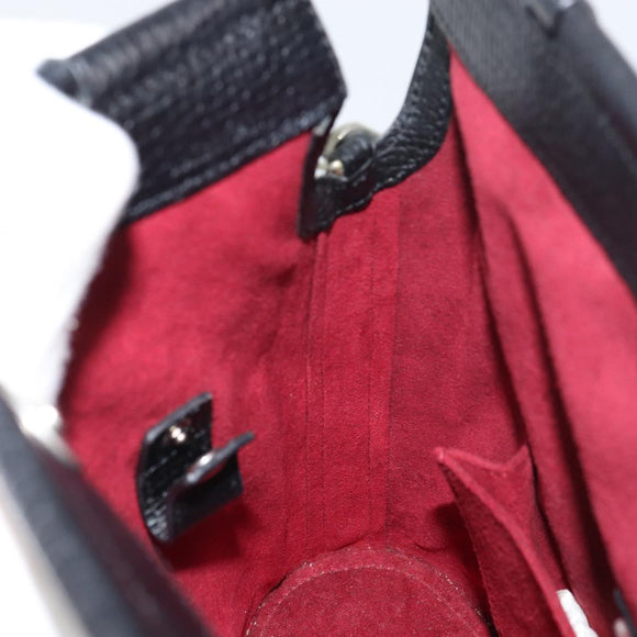 LOEWE Hand Bag Leather 2way Black Silver Auth 156814