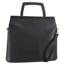 LOEWE Handtasche Leder 2-Wege Schwarz Silber Auth 156814-1