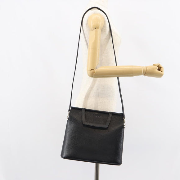 LOEWE Handtasche Leder 2-Wege Schwarz Silber Auth 156814