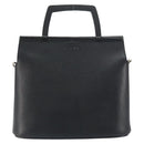LOEWE Handtasche Leder 2-Wege Schwarz Silber Auth 156814-13