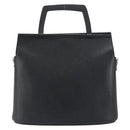 LOEWE Handtasche Leder 2-Wege Schwarz Silber Auth 156814-2