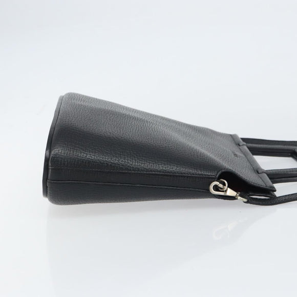 LOEWE Handtasche Leder 2-Wege Schwarz Silber Auth 156814