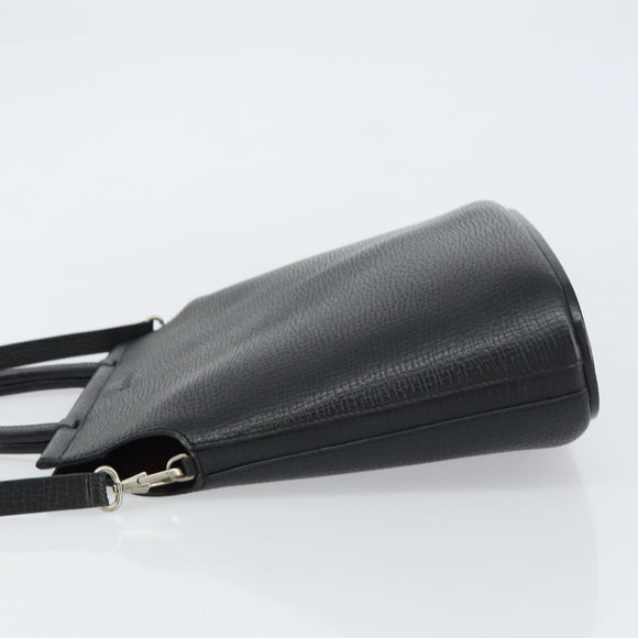 LOEWE Handtasche Leder 2-Wege Schwarz Silber Auth 156814