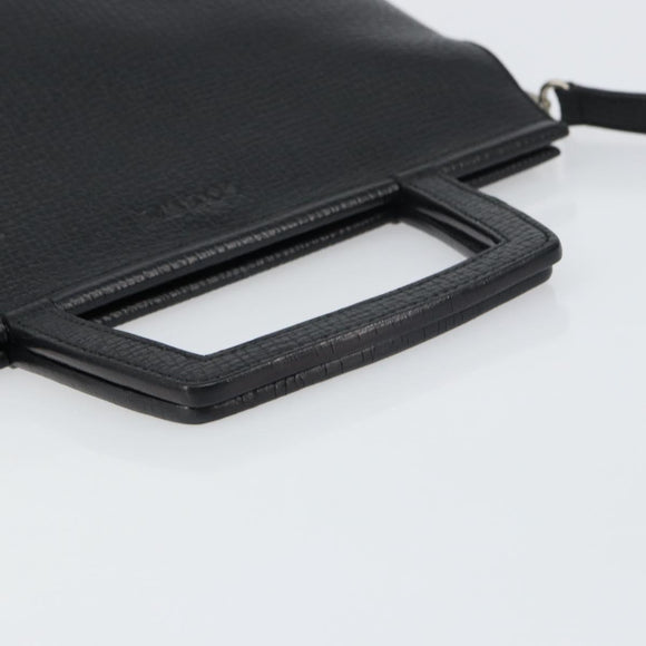 LOEWE Handtasche Leder 2-Wege Schwarz Silber Auth 156814