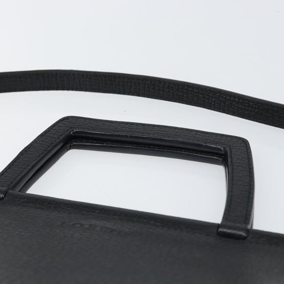 LOEWE Handtasche Leder 2-Wege Schwarz Silber Auth 156814